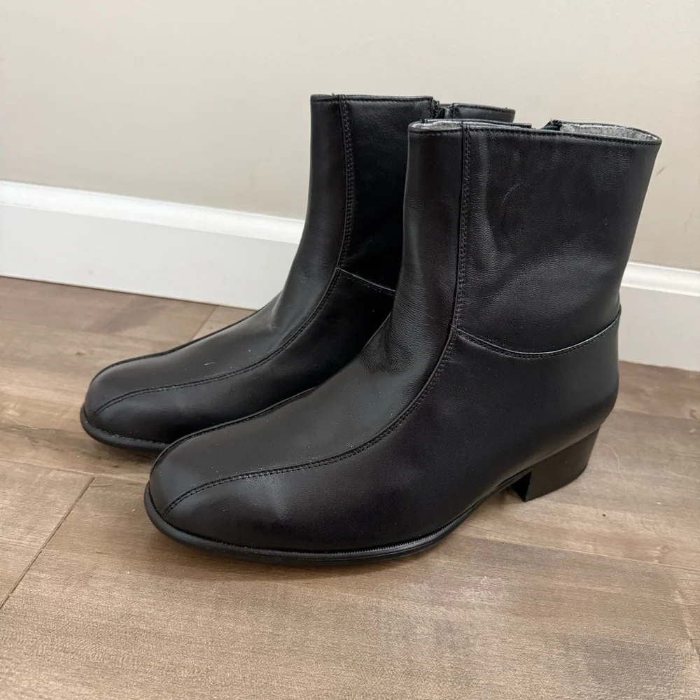 NEW Irvine Park Leather Boots Men 8W Black Leather‎ Round Toe Zip Heel No Box